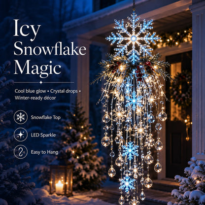🎅 Christmas Hanging Snowflake & Crystal LED Light | Magical Porch Glow ✨