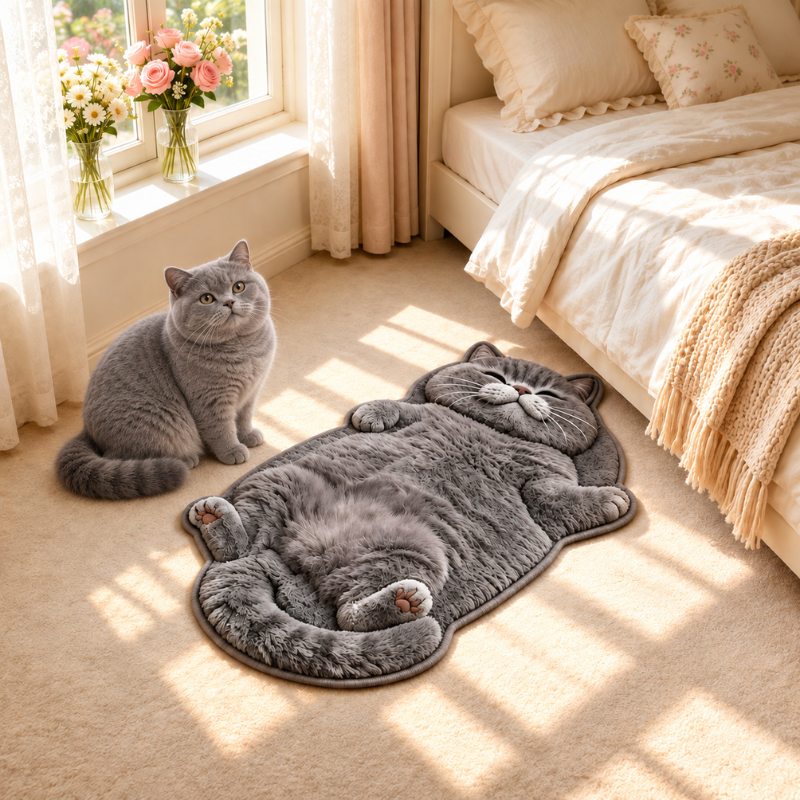 Chubby Tabby Cat Shaped Rug 🐱🤎