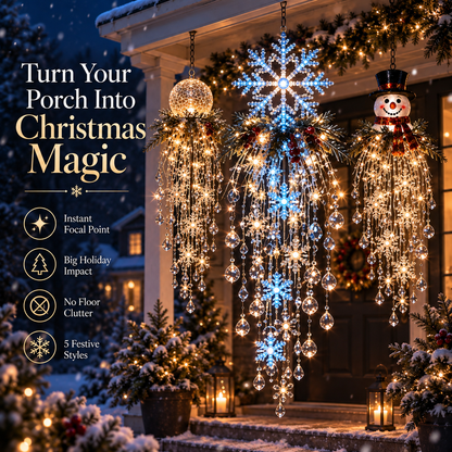 🎅 Christmas Hanging Snowflake & Crystal LED Light | Magical Porch Glow ✨