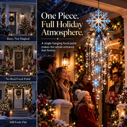 🎅 Christmas Hanging Snowflake & Crystal LED Light | Magical Porch Glow ✨